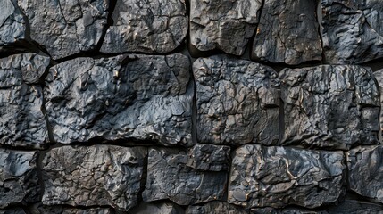 Dark gray ancient stone wall detail texture close up. AI generated images