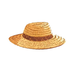 a straw hat on a white background. vector illustration, headdress