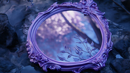 Obraz premium violet framed mirror