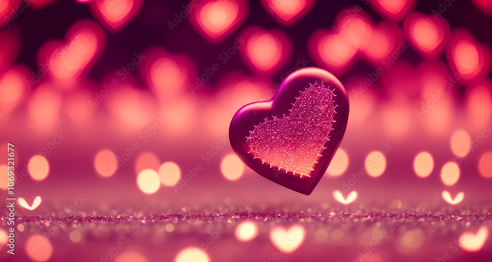Aufkleber heart is floating in the air on a pink background