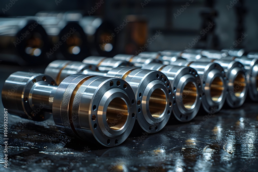 Poster precision engineered metal components in a workshop setting