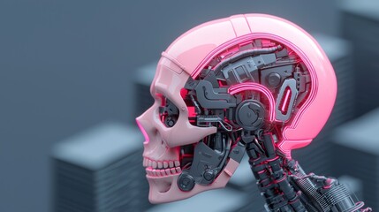 Obraz premium A laboratory for cybernetic organisms, human enhancement and bio-hacking, with a solid color background and 4K/Ultra HD resolution