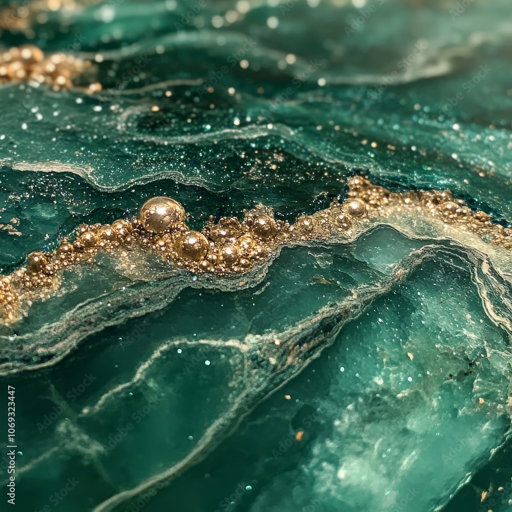 Aufkleber a close-up photo of a shiny green marble surface. the image shows the natural patterns and sparkling