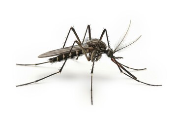 Tiger mosquito isolated on white background, Aedes albopictus