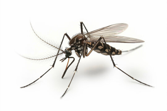 Tiger mosquito isolated on white background, Aedes albopictus