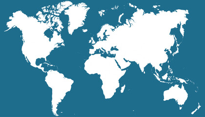 World map. Blue modern vector map. Silhouette map.