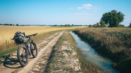 Obraz premium A short bikepacking trip, exploring rural areas just outside the city.