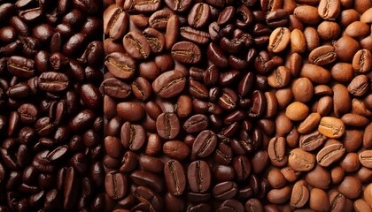 Naklejka premium Assortment of Coffee Beans Showcasing Different Roasts and Origins for Variety 