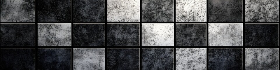 Dim Grunge Checkered Texture with Edgy Black and Gray Tones