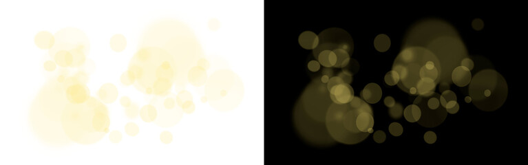 festive abstract effect of golden bokeh on a transparent and black background, festive decoration...