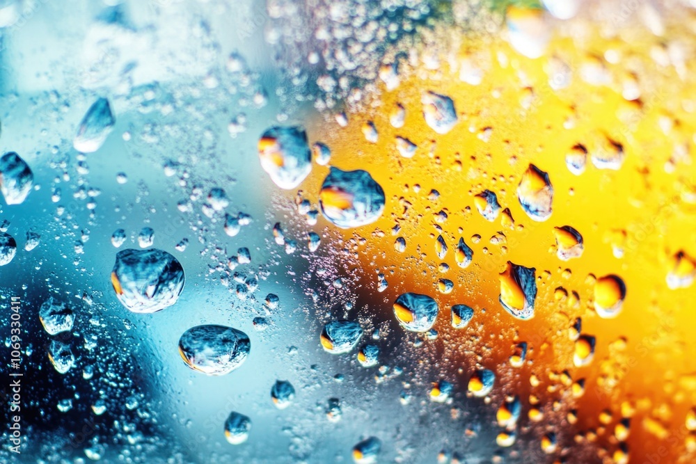 Aufkleber close-up view of tiny water droplets on a windowpane