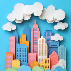city landscape with clouds