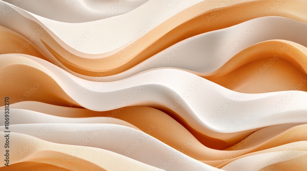 Poster smooth undulating waves of cream and beige tones symbolizing fluidity softness and calm with an abst