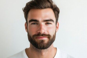 Obraz premium A close-up shot of a man with a beard, suitable for use in portraits or editorial content