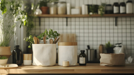 Obraz premium Reusable Products: Eco-friendly products highlighting a zero-waste lifestyle. 