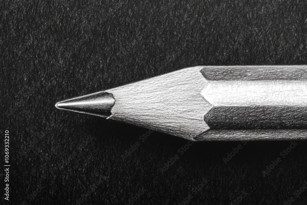 Poster a pencil with a pointed tip on a black surface