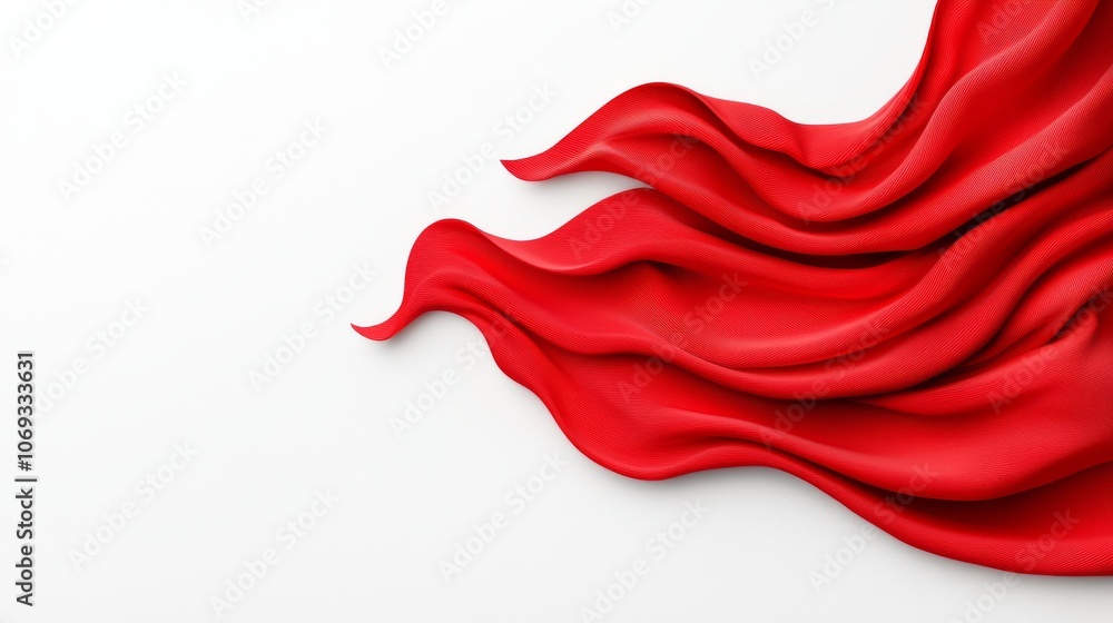 Poster an isolated red fabric is displayed on a transparent background