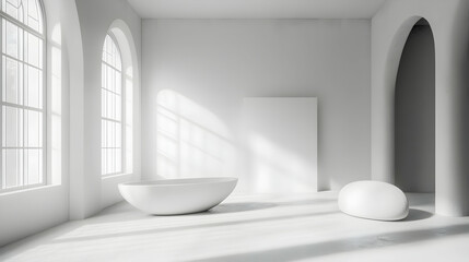White Studio Room Interior Again: Empty luxury studio for product displays.   