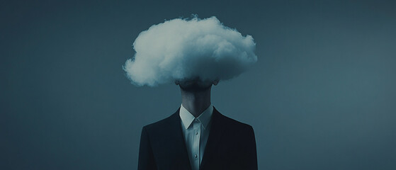 Man with Cloud Over His Head  Surreal Conceptual Photography