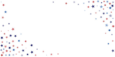 USA flag stars corner background, red and blue stars confetti, starry glitter