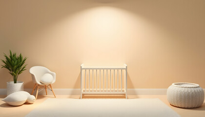 Nursery mockup card 5x7 on beige background isolated with white highlights, png