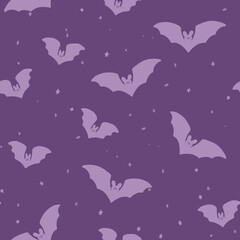 Seamless pattern Halloween bats night
