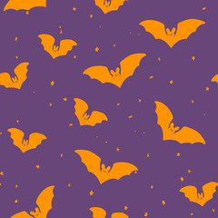Seamless pattern Halloween bats night