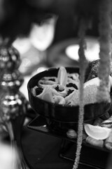 close up of a iron skillet