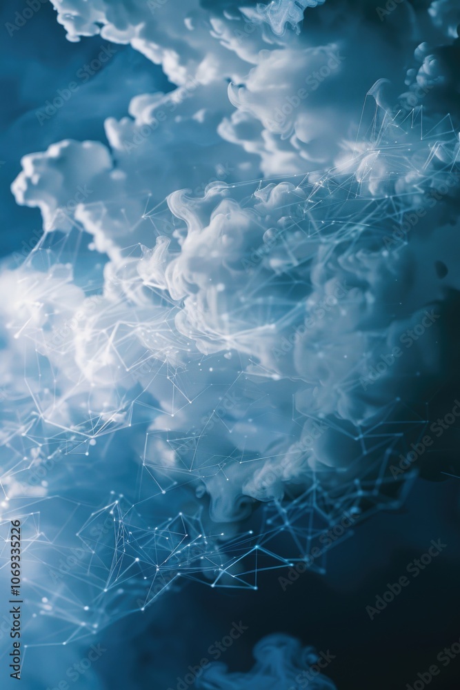 Poster a collection of clouds floating in the clear blue sky, perfect for weather or landscape themed proje