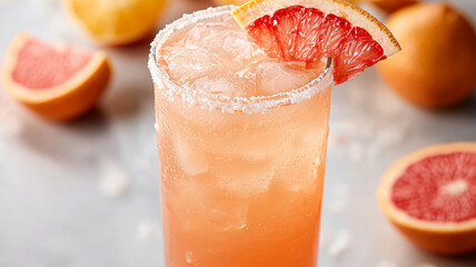 Refreshing grapefruit cocktail with salted rim