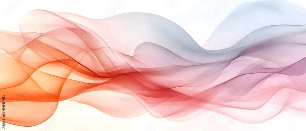 Poster a mesmerizing swirl of translucent waves in hues of orange and soft pink, creating an ethereal and c