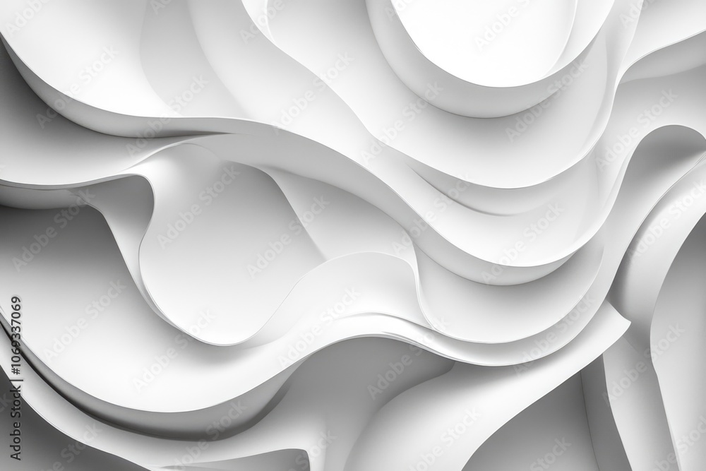 Poster a white abstract background featuring curved shapes
