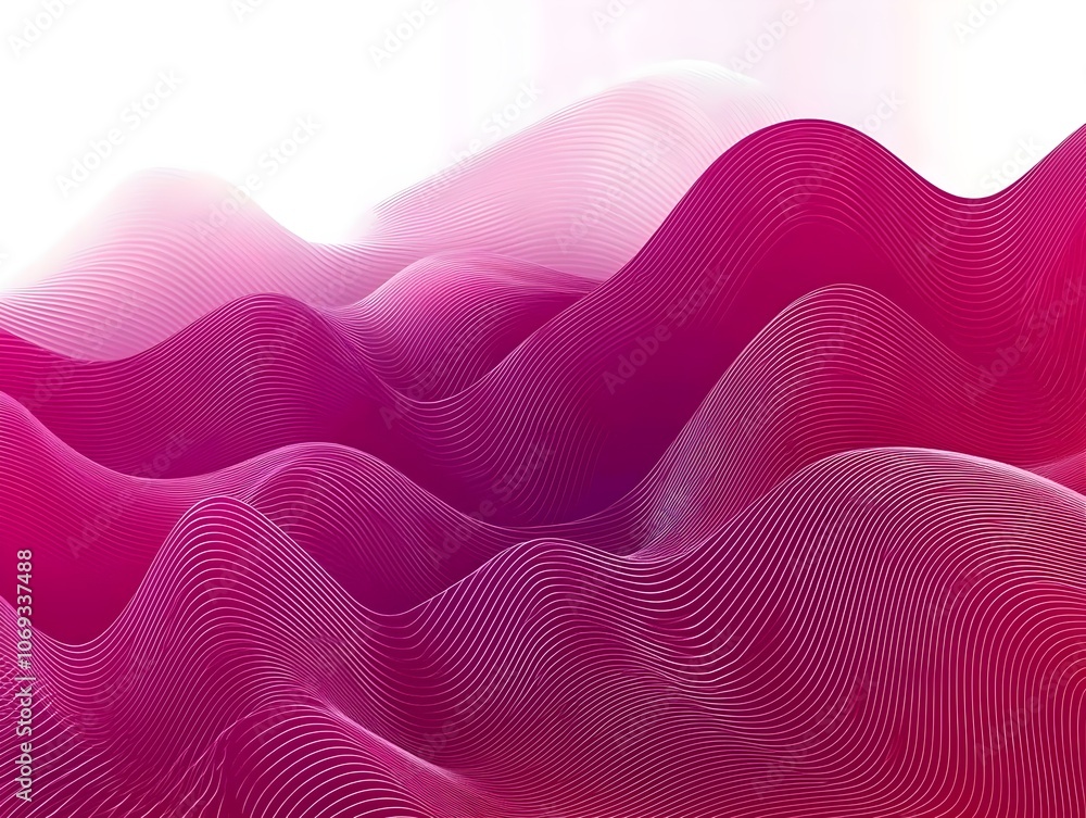 Poster A vibrant abstract wave pattern in shades of pink, featuring smooth curves and flowing lines that create a sense of depth and movement.