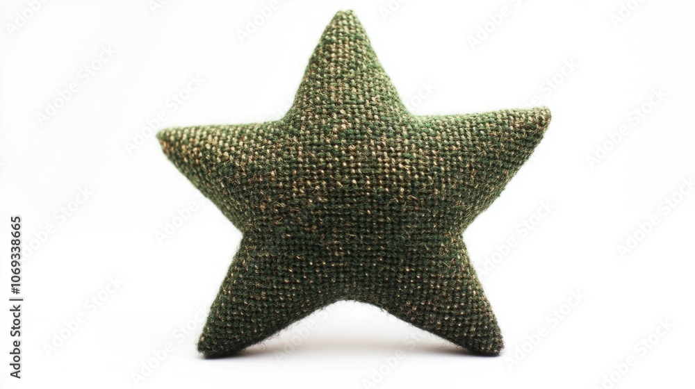Poster a single green knitted star sits on a white background, ready for use in various designs and project