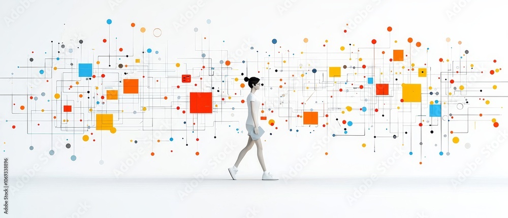 Poster engaging flat design concept with user interaction