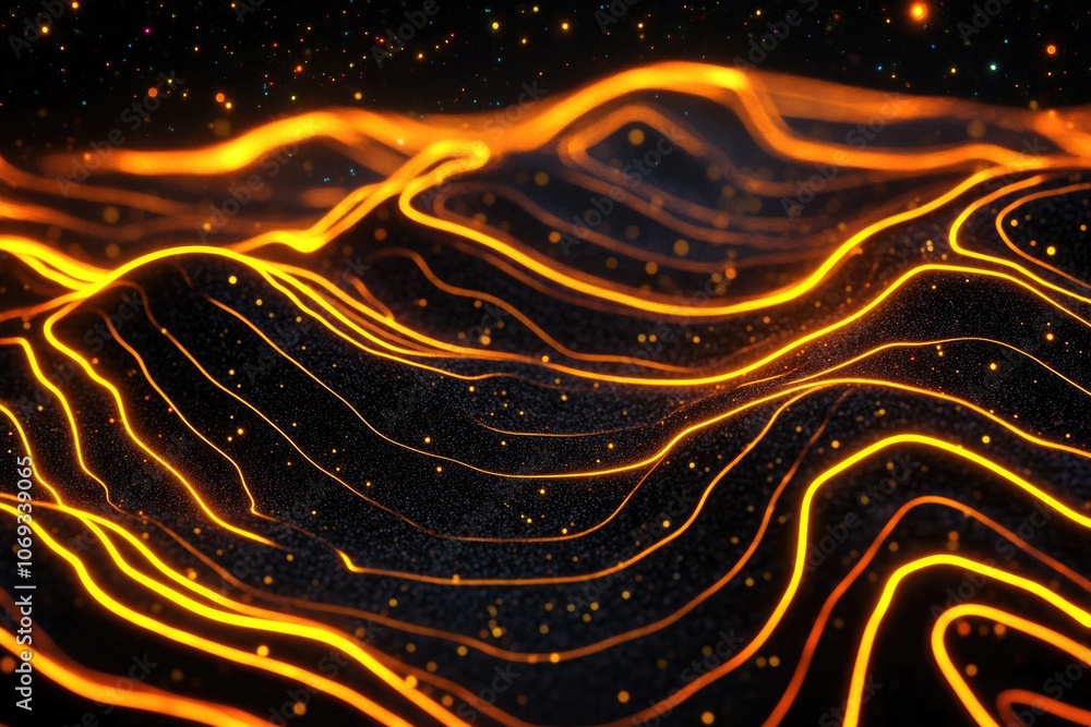 Poster a close-up view of a wave of fire on a dark surface