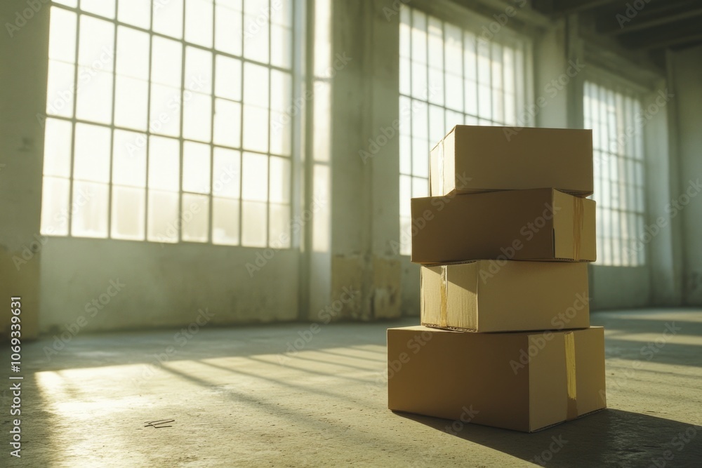 Poster Multiple storage boxes stacked vertically