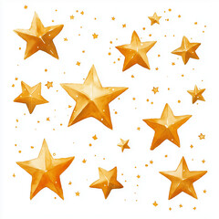 Goldene Sterne und Monde auf wei&szlig;em Hintergrund

