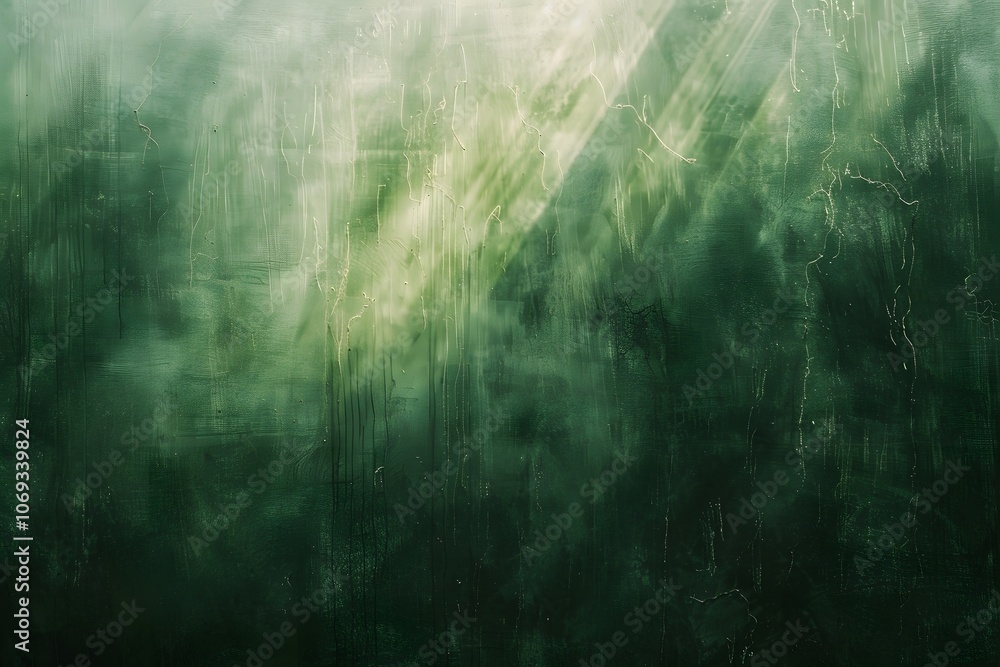 Aufkleber ethereal green abstract background with soft light rays