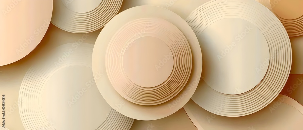 Aufkleber abstract circular shapes in soft beige and cream tones create a harmonious and calming backdrop, fea