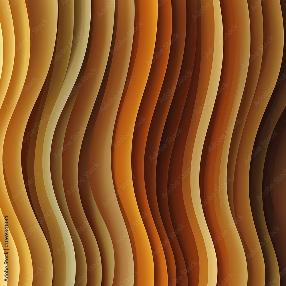 Aufkleber an abstract composition of flowing, wavy lines in shades of brown, caramel, and cream, creating a wa