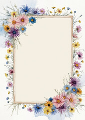 Obraz premium Delicate floral frame with intricate designs showcasing pastel colors, perfect for invitations or decorative art pieces, generative ai