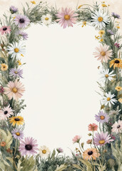 Obraz premium Delicate floral frame with intricate designs showcasing pastel colors, perfect for invitations or decorative art pieces, generative ai
