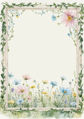 Delicate floral frame with intricate designs showcasing pastel colors, perfect for invitations or decorative art pieces, generative ai