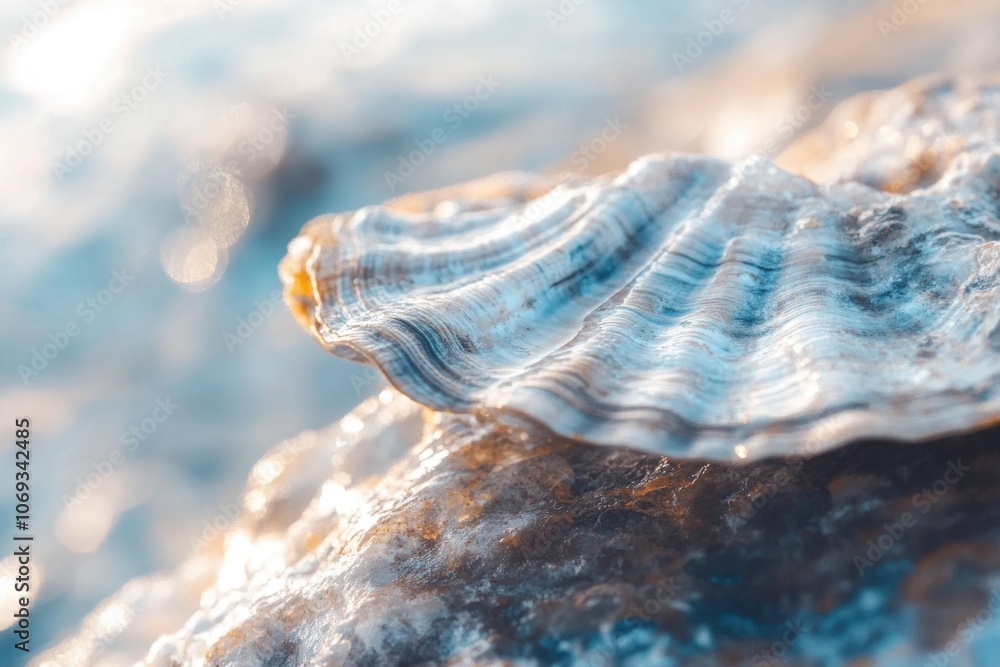 Poster a close-up shot of a shell on a rocky surface