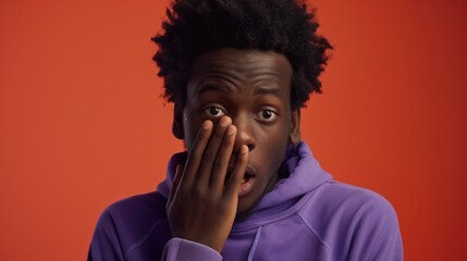 A young man covering his face with his hands, possibly due to embarrassment or shame