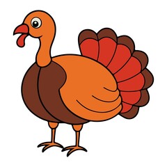 Turkey Thanksgiving clip art design on plain white transparent isolated background for card, shirt, hoodie, sweatshirt, apparel, card, tag, mug, icon, poster or badge