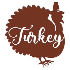 Turkey Thanksgiving clip art design on plain white transparent isolated background for card, shirt, hoodie, sweatshirt, apparel, card, tag, mug, icon, poster or badge