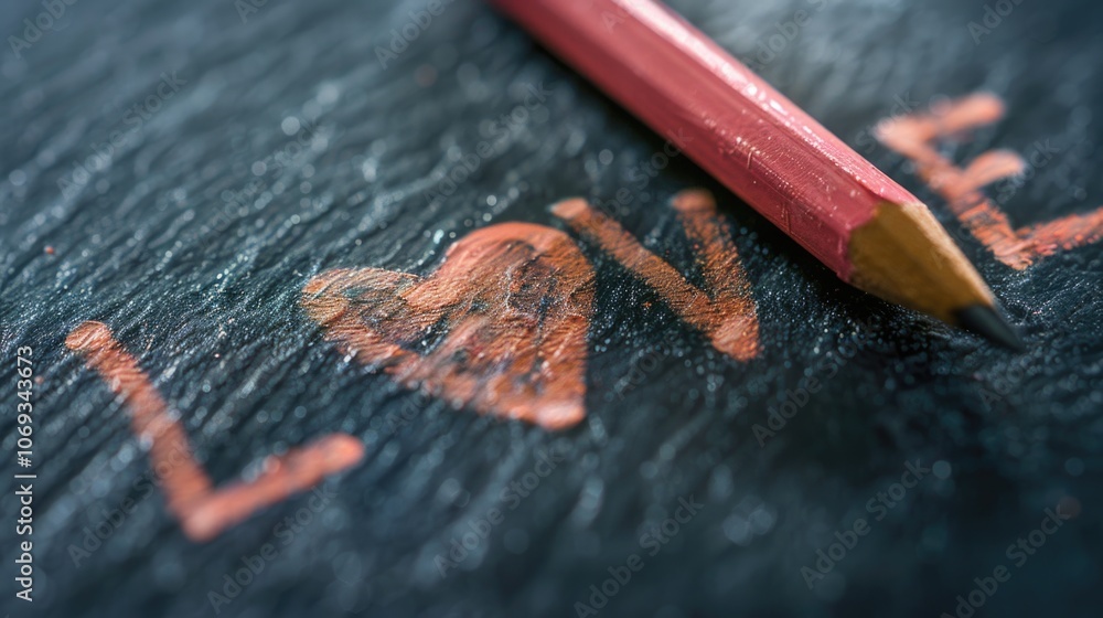 Poster a close-up shot of a pencil resting on a piece of paper, suitable for illustrations or design concep