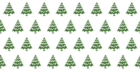 Winter pattern with green geometric christmas trees on white background.